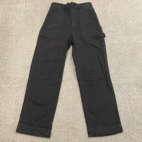 GAP Pants - Gap Carpenter Pants Womens 2 Black Utility Work Elastic Waist High Rise Straight